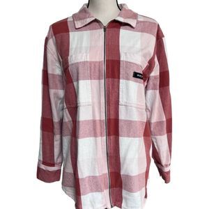 RVCA Dusty/Cream Zipper Flannel size small